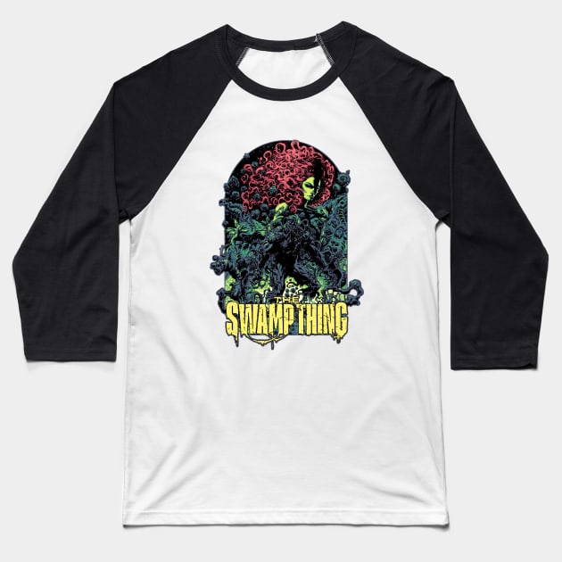 Monster Swamp Thing Baseball T-Shirt by OrcaDeep